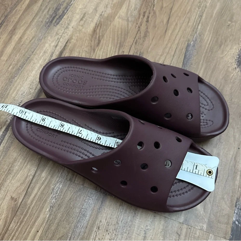 Crocs Classic Platform Slide Sandals Iconic Comfort Dark Cherry - Picture 7 of 9